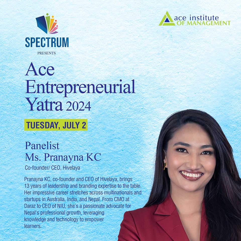 Second panelist for Ace Entrapreneurial Yatra 2024, Ms. Pranayna KC!